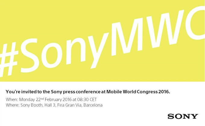 Convite da Sony para a MWC16