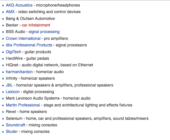 Sub-marcas da Harman (Wikipédia)