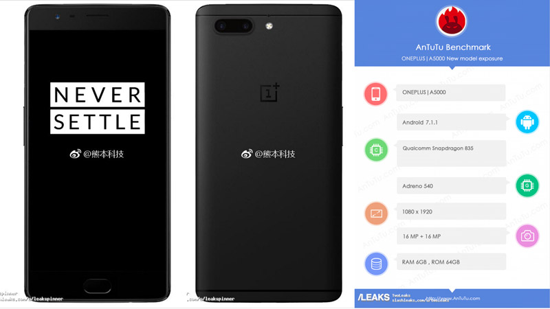 Leak do OnePlus 5 e especificações | Crédito: SlashLeaks