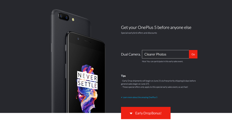 Terás de introduzir o código para comprar o OnePlus 5