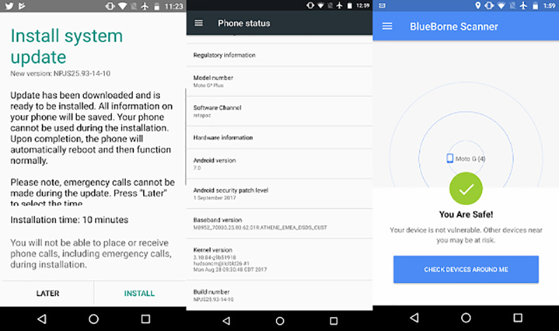 Motorola Moto G4 Plus Android BlueBorne
