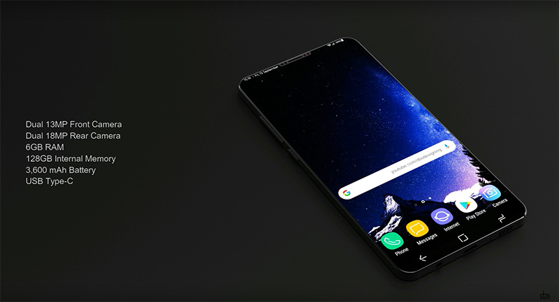 Concept do Samsung Galaxy S9; Imagem: DBS Designing