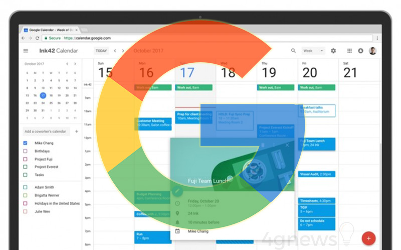 Calendário Google Android design atenção