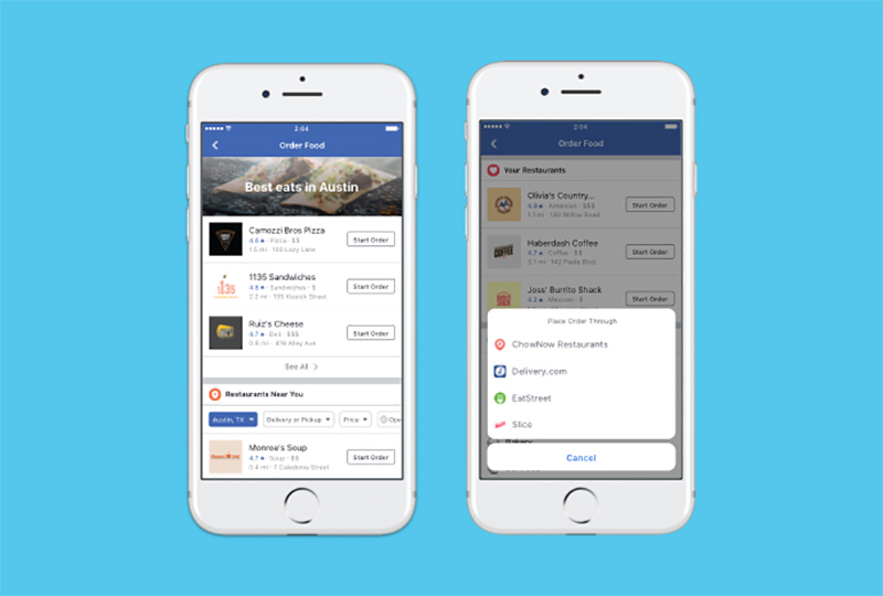 encomendar comida Facebook