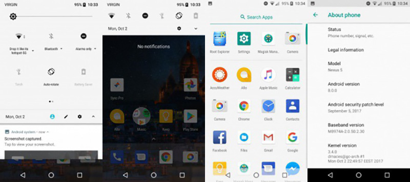 Google LG Nexus 5 Android Oreo exemplo