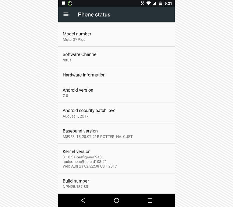 Motorola Moto G5 Plus Android Oreo 2