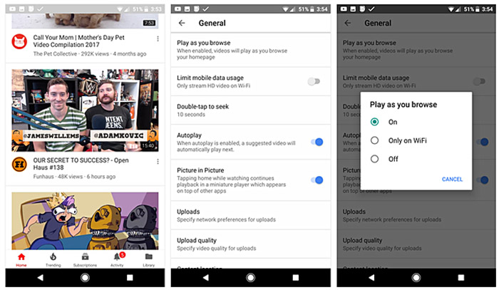 YouTube auto Android reprodução automática