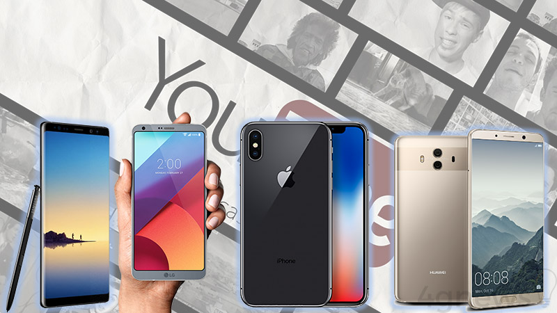 YouTube Note 8 Huawei Mate 10 Pro Apple iPhone X