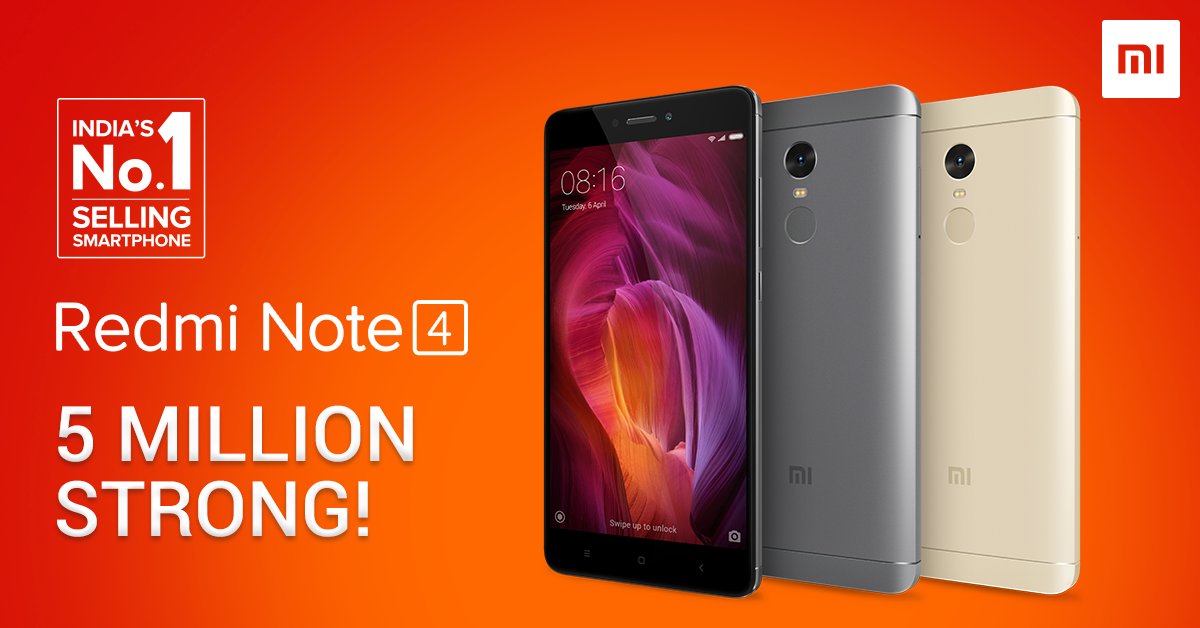 Xiaomi Redmi Note 4 Samsung Índia smartphon