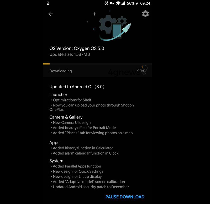 Android Oreo OxygenOS 5.0 OnePlus 5