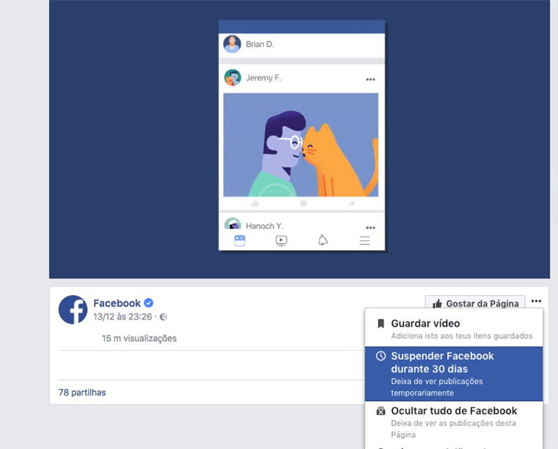 Facebook Snooze amigos chatos