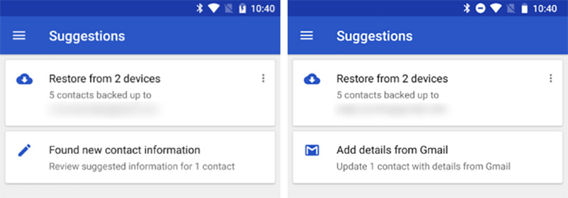 Google Contacts Android atualização