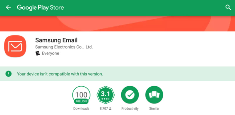 Samsung Email Google Play Store