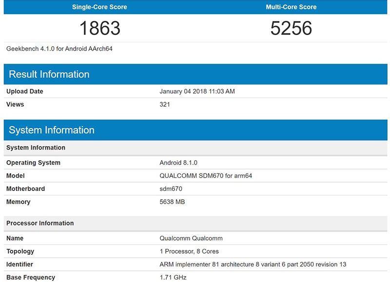 Android Oreo Qualcomm Snapdragon 670