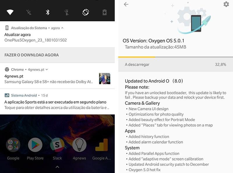 OnePlus 5 Android Oreo OxygenOS 5.0.1
