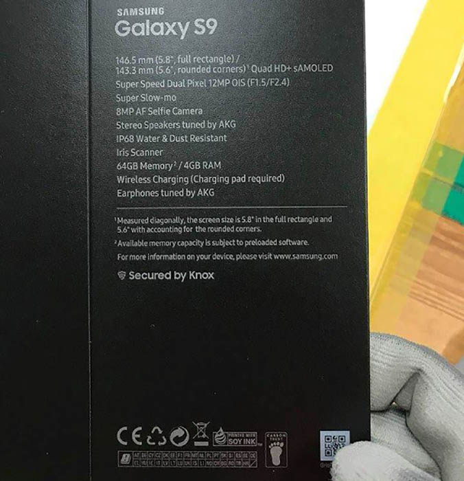 Samsung Galaxy S9 caixa Android