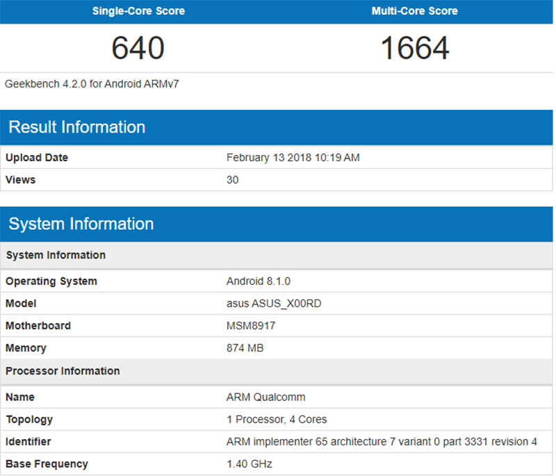 ASUS ZenFone 4 Android Oreo Go Edition