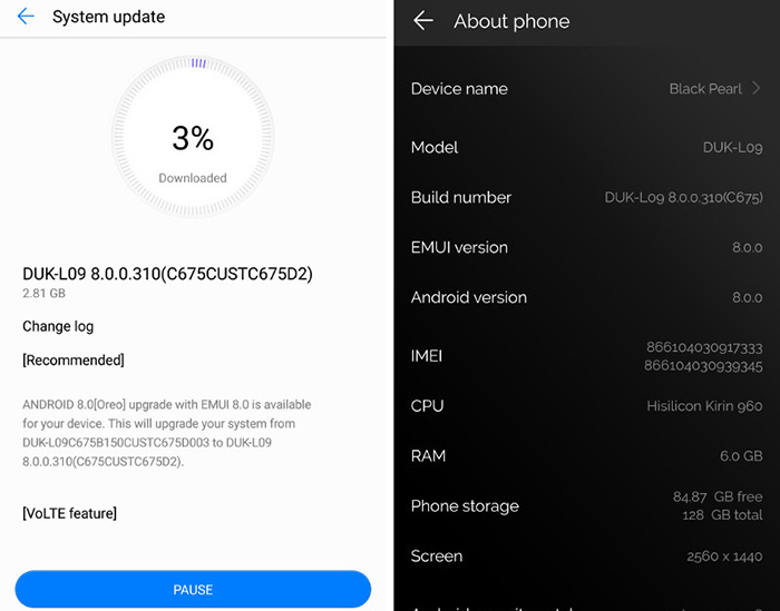 Android Oreo EMUI 8.0 Honor 8 Pro Huawei