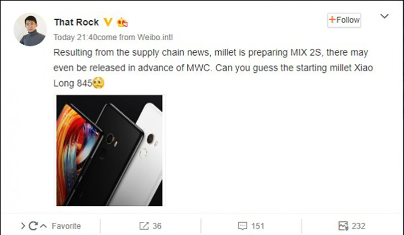 Android Oreo Xiaomi Mi MIX 2s MWC