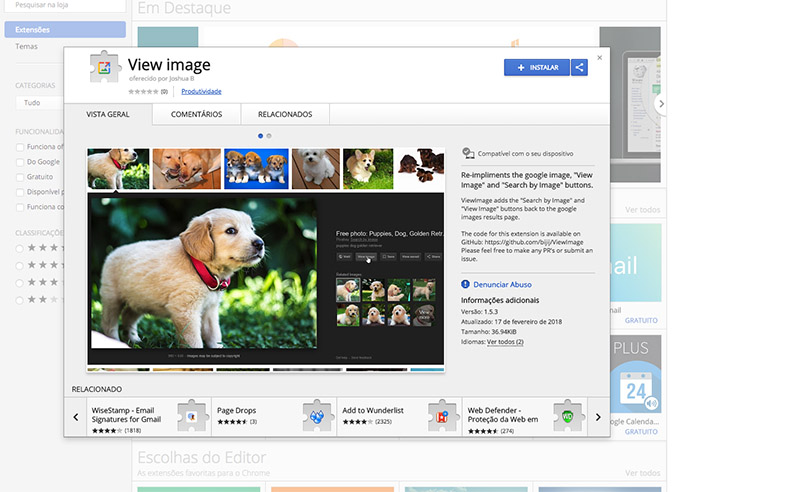 Google Imagens botão ver imagens Chrome