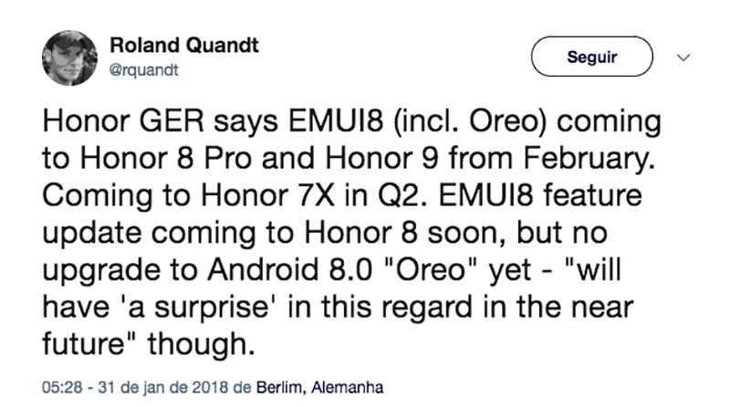 Honor 8 Pro Android Oreo EMUI 8.0