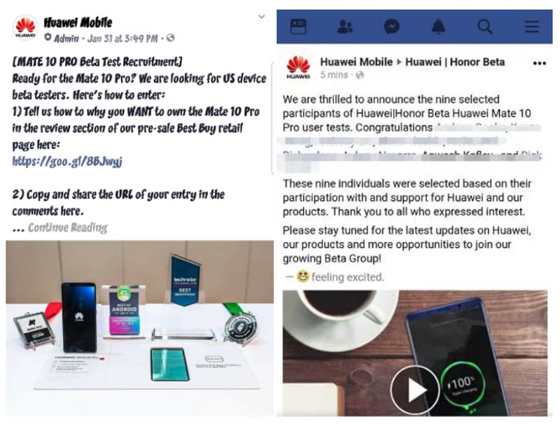 Huawei Mate 10 Pro fake reviews