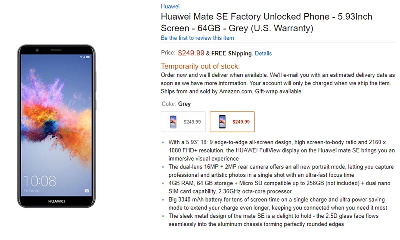 Android Huawei Mate SE Huawei Honor 7X