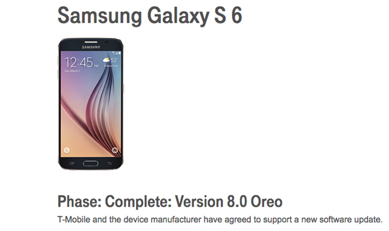 Samsung Galaxy S6 Android Oreo