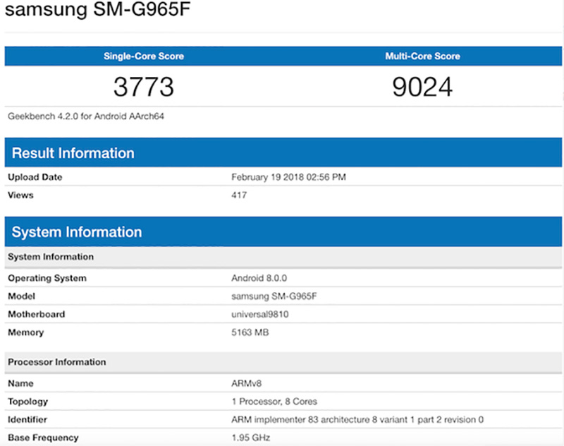 Samsung SM-G965F Samsung Galaxy S9