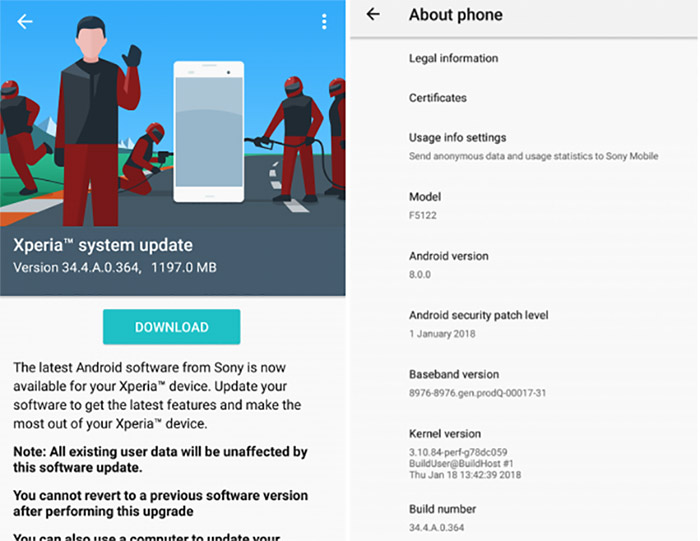 Sony Xperia Android Oreo