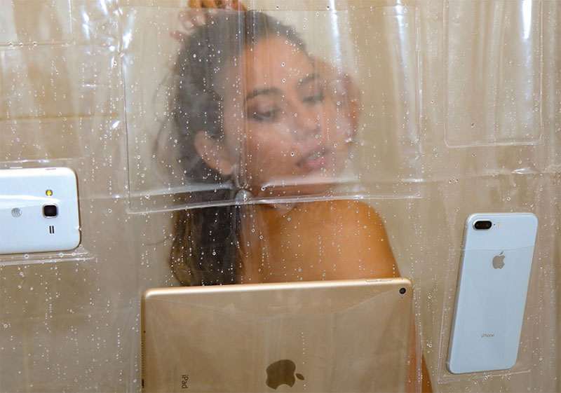 Screenholder Shower Curtain smartphone cortina banho