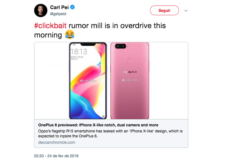 OnePlus 6 Carl Pei