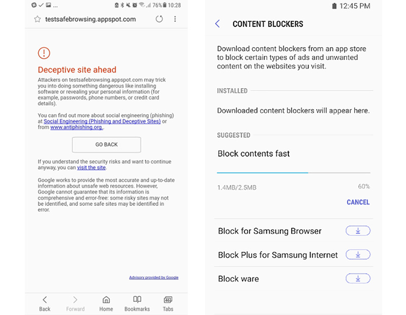 Samsung Internet Google Play Store Android.