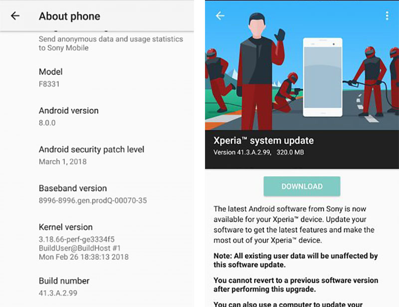 Sony Xperia Android update Sony Xperia XZ