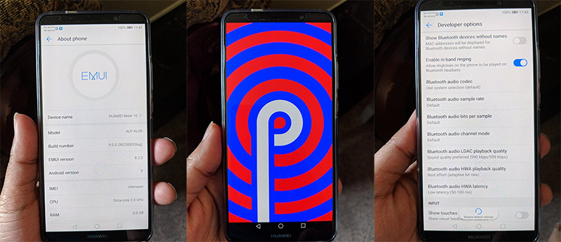 Huawei Mate 10 Pro Android P Google