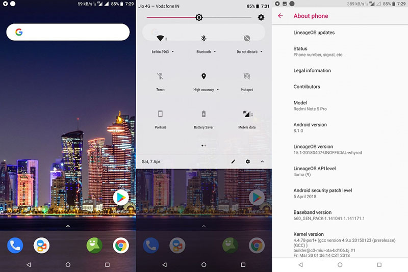 LineageOS 15.1 Android Oreo Xiaomi Redmi
