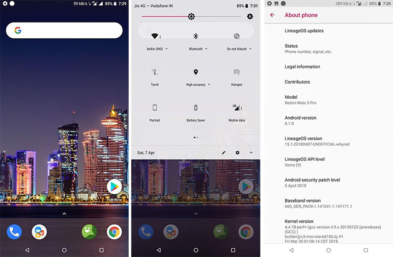 LineageOS 15.1 Xiaomi Redmi Note 5 Pro