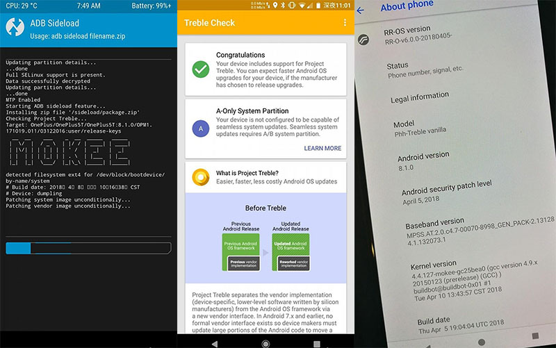 OnePlus 5 OnePlus 5T Projecto Treble da Google