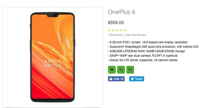 OnePlus 6 preço loja online Google Android Oreo