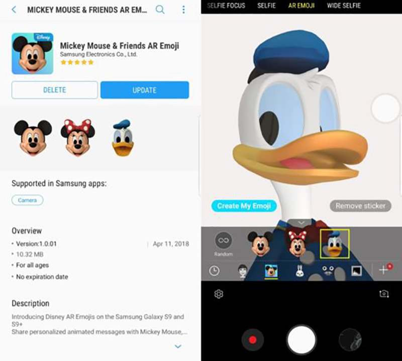 Samsung Galaxy S9 Donald Duck AR Emoji Android