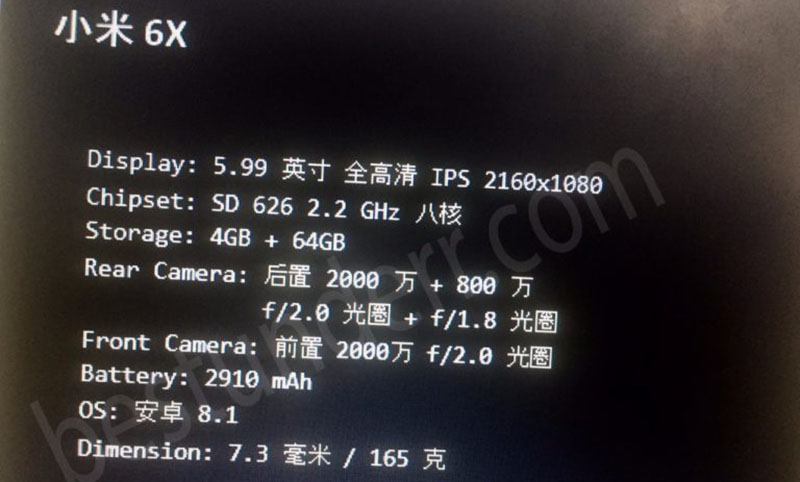 Xiaomi Mi A2 Android One Android Oreo Xiaomi Mi 6X