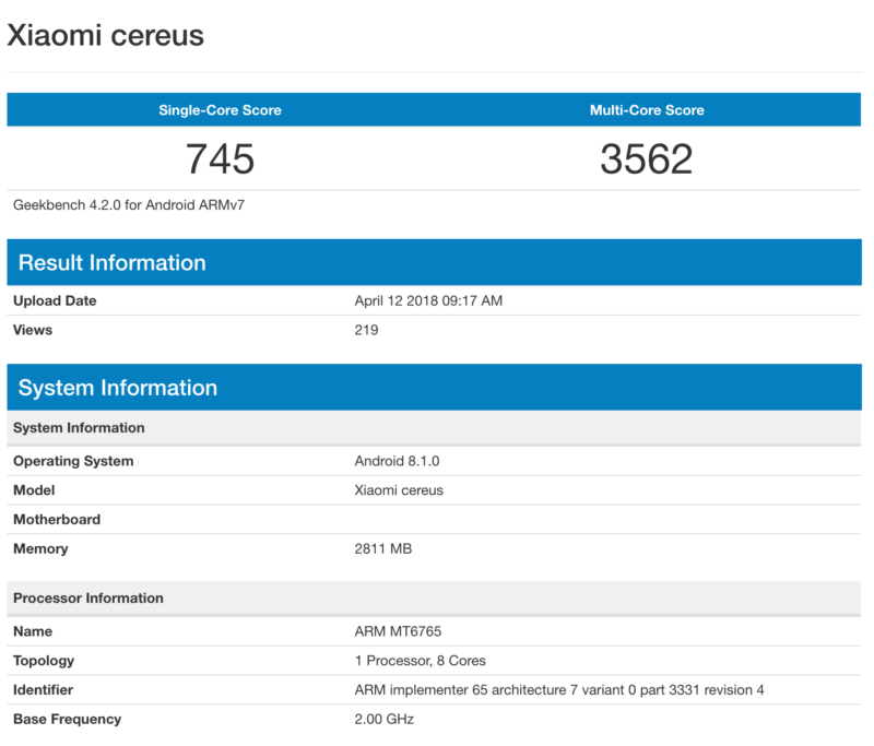 Xiaomi Redmi 6A Android Oreo