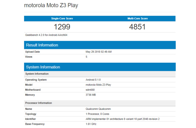 Motorola Moto Z3 Play Android Oreo Google