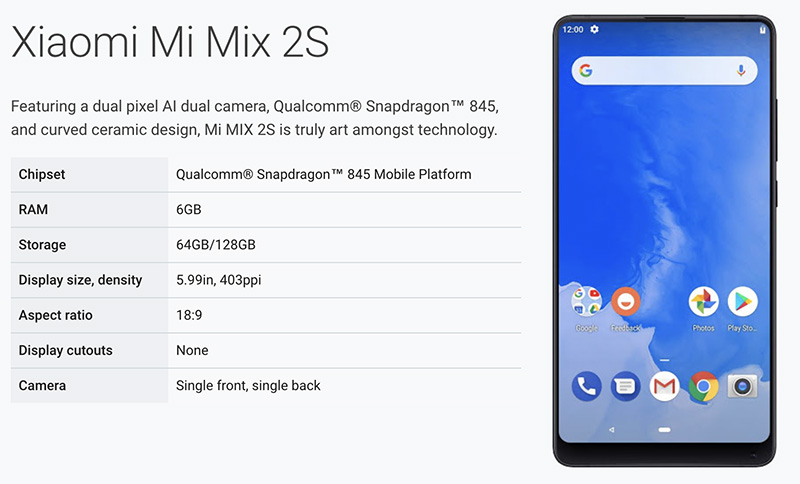 Xiaomi Mi MIX 2S Android P Nokia 7 Plus Google