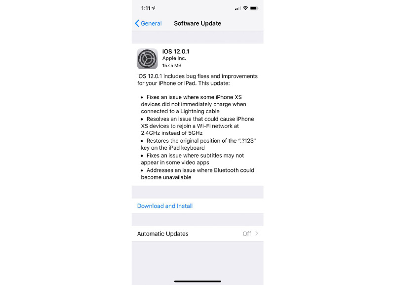 Apple iPhone iOS 12.0.1