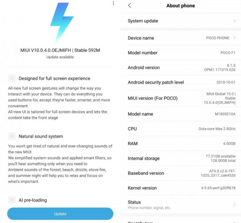 Xiaomi Pocophone F1 MIUI 10 Android