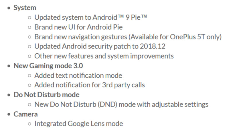 OnePlus 5T Android Pie OnePlus 5
