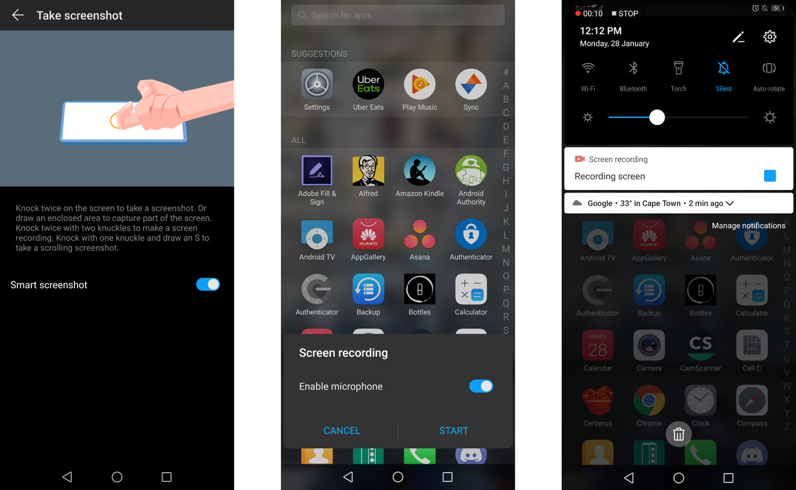 android q google screen recording